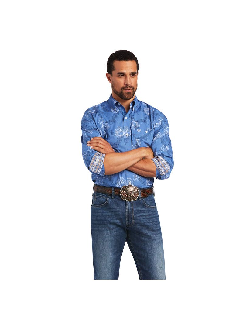 Chemises De Costume Ariat Relentless Headway Stretch Classiche Fit Bleu Homme | CIS-53094165