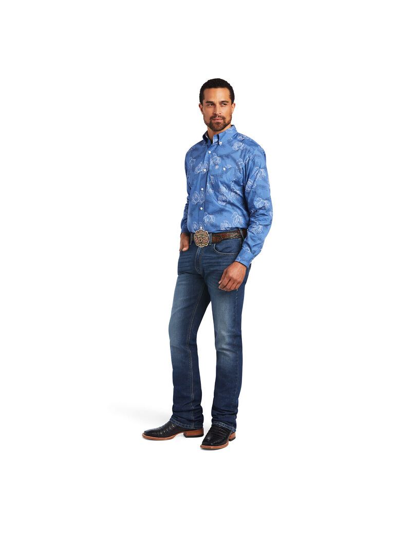 Chemises De Costume Ariat Relentless Headway Stretch Classiche Fit Bleu Homme | CIS-53094165