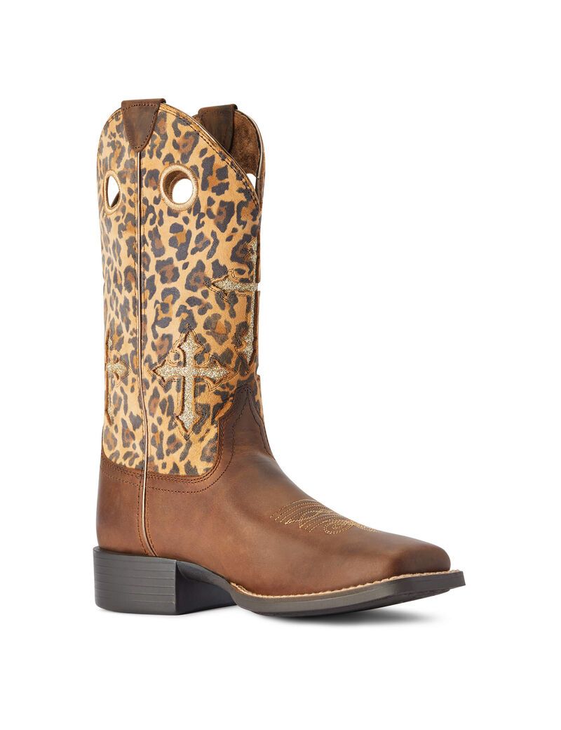 Bottes Western Ariat Round Up Crossroads Marron Femme | HBV-74066688