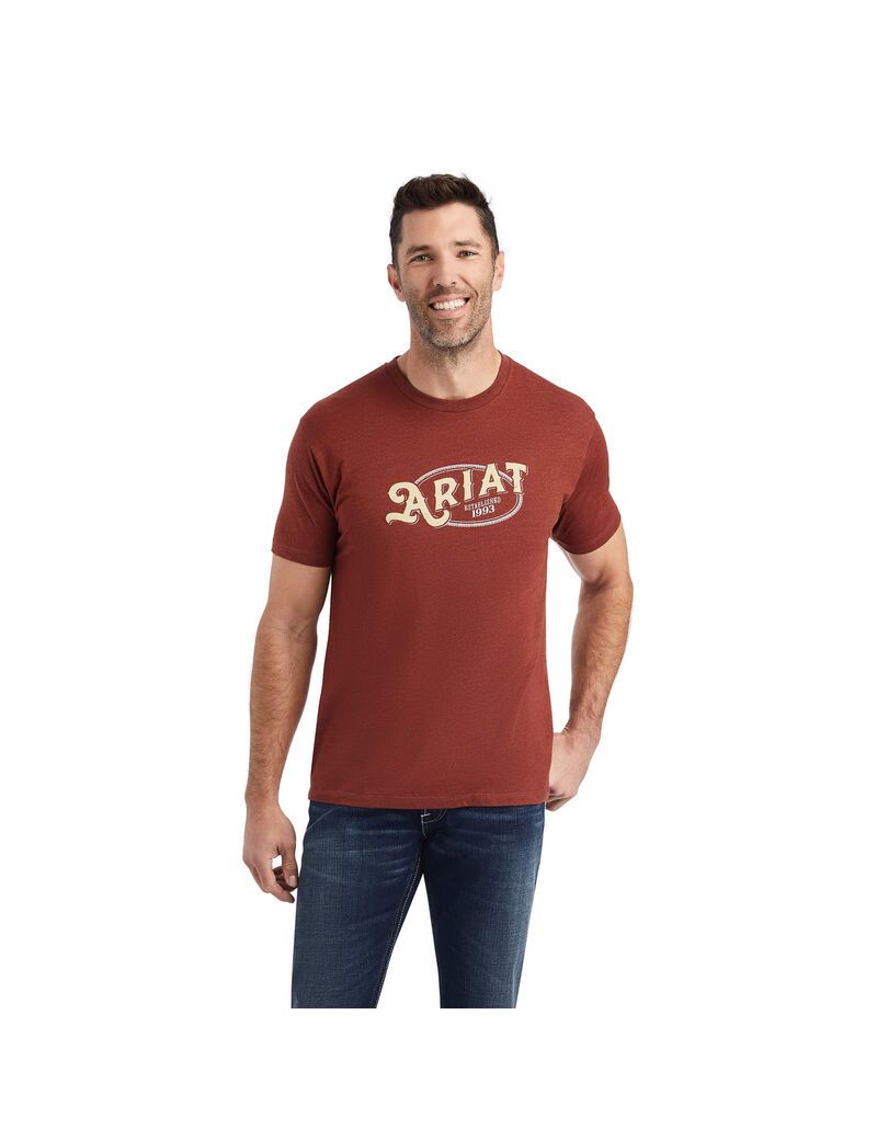 T Shirts Ariat Rope Oval Rouge Homme | BDZ-60767941