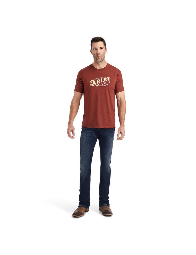 T Shirts Ariat Rope Oval Rouge Homme | BDZ-60767941