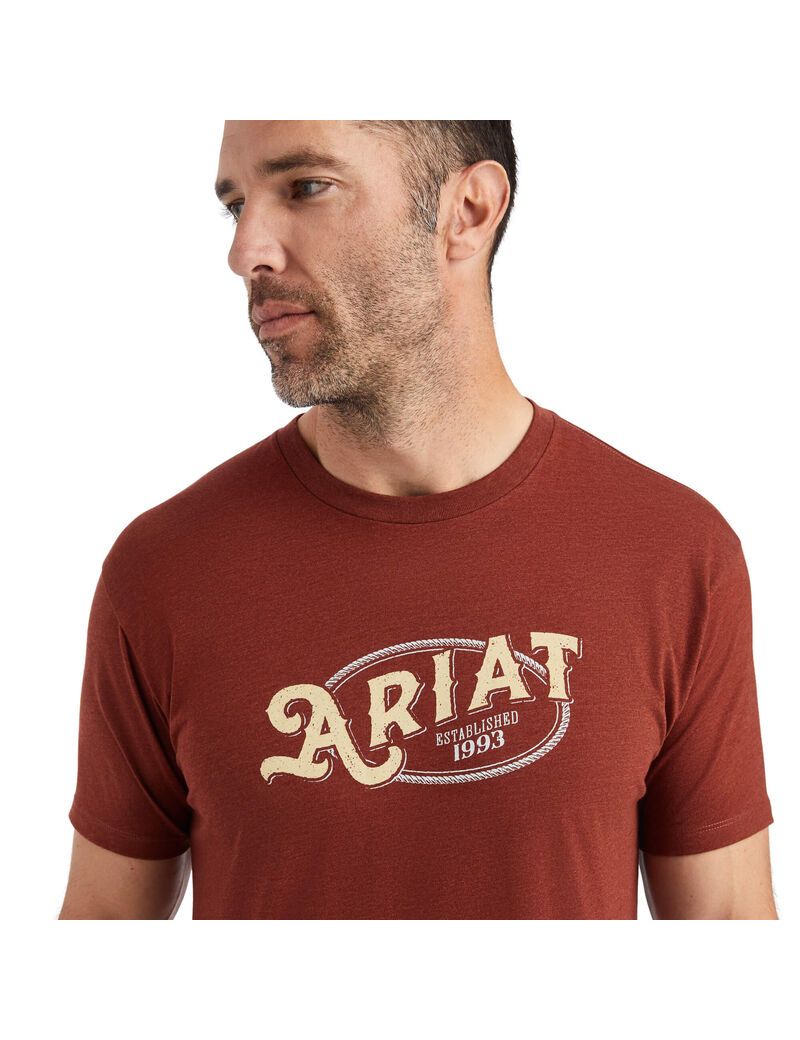 T Shirts Ariat Rope Oval Rouge Homme | BDZ-60767941