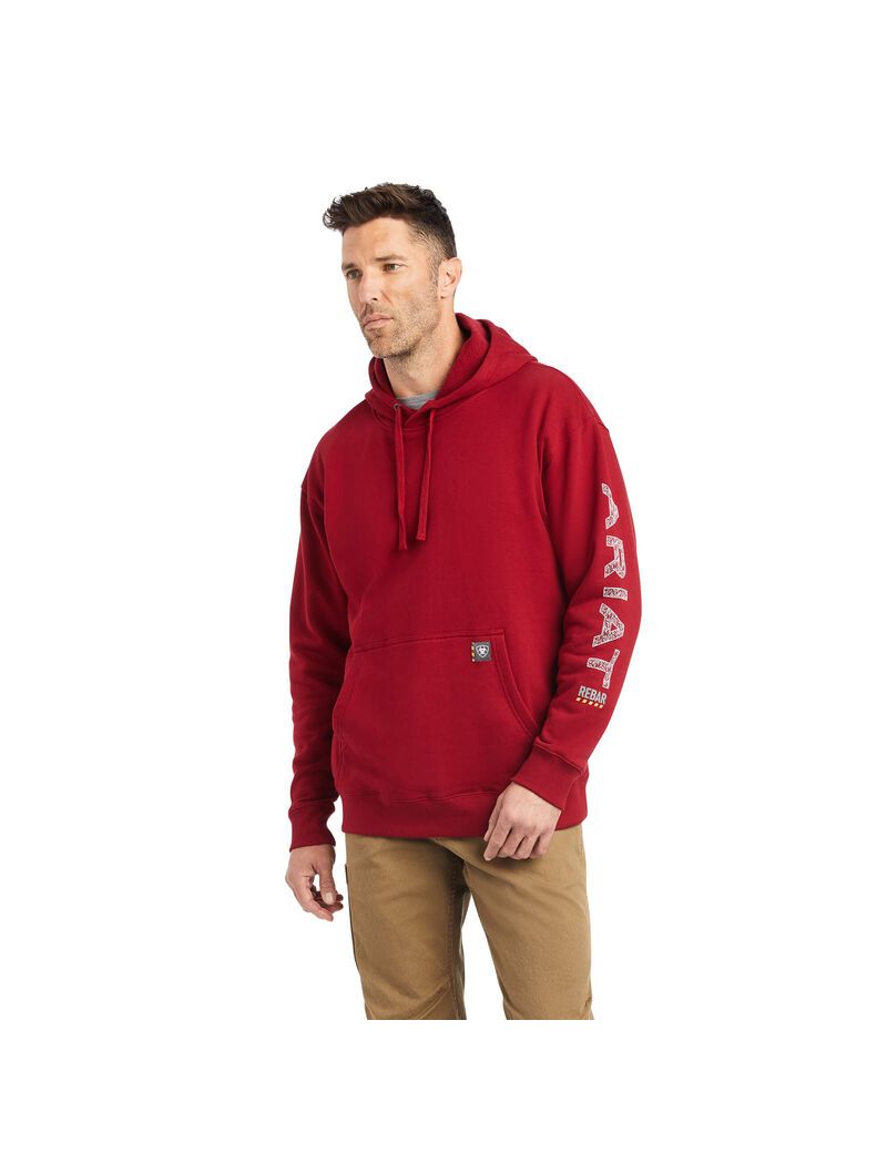 Sweat à Capuche Ariat Rebar Roughneck Pullover Rouge Homme | AFA-16816440