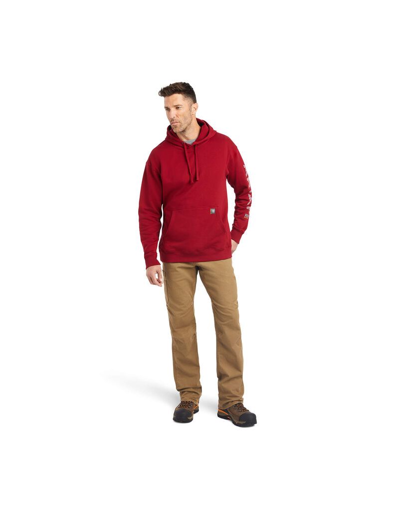 Sweat à Capuche Ariat Rebar Roughneck Pullover Rouge Homme | AFA-16816440