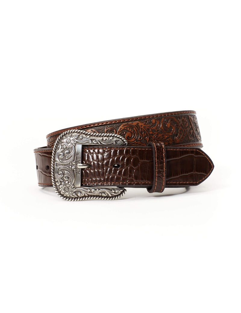 Ceintures Ariat Leaf Emboss Crock End Marron Homme | ILK-07756181