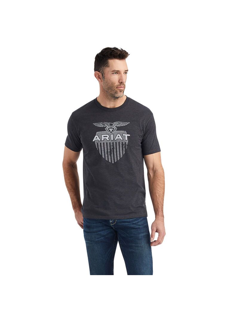 T Shirts Ariat Diamond Shield Grise Homme | VHI-44834247