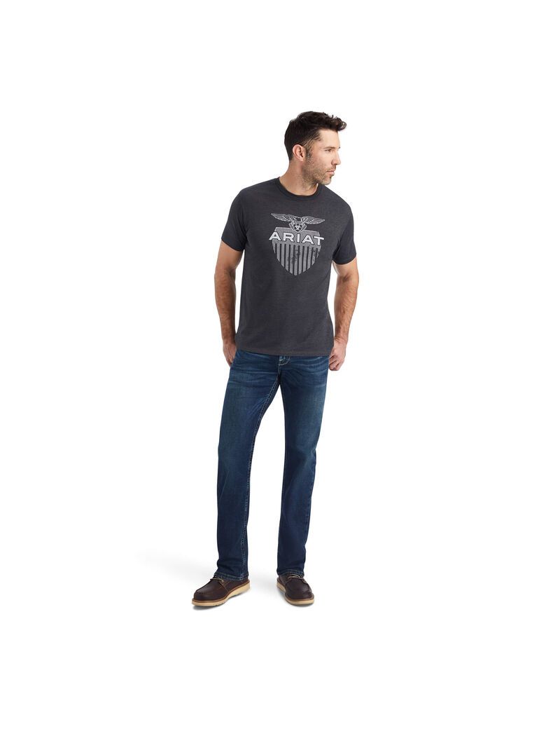 T Shirts Ariat Diamond Shield Grise Homme | VHI-44834247