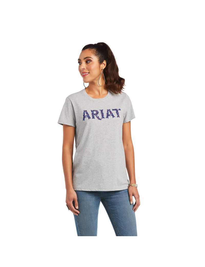 Hauts Ariat REAL Tribal Lore Relaxed Tee Grise Femme | MWJ-69552752