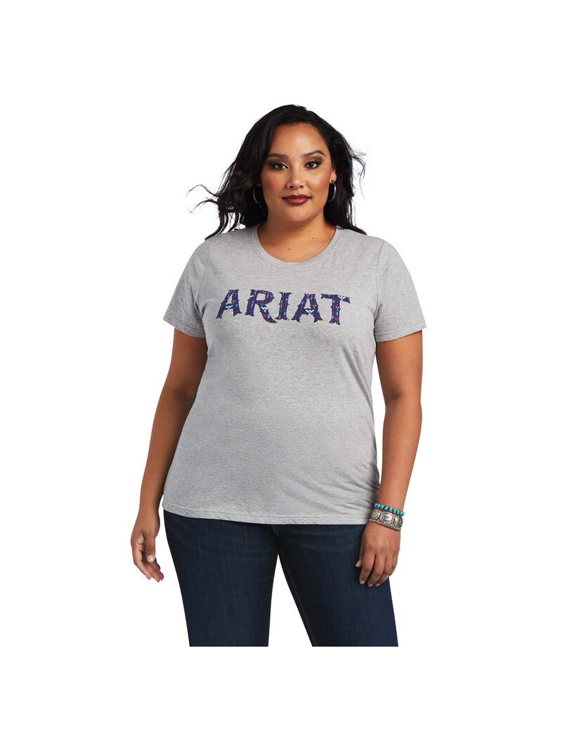 Hauts Ariat REAL Tribal Lore Relaxed Tee Grise Femme | MWJ-69552752