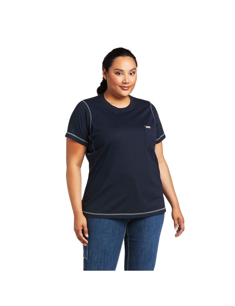 Vêtements De Travail Ariat Rebar Workman Phrase T Shirts Bleu Marine Femme | IIF-35425866