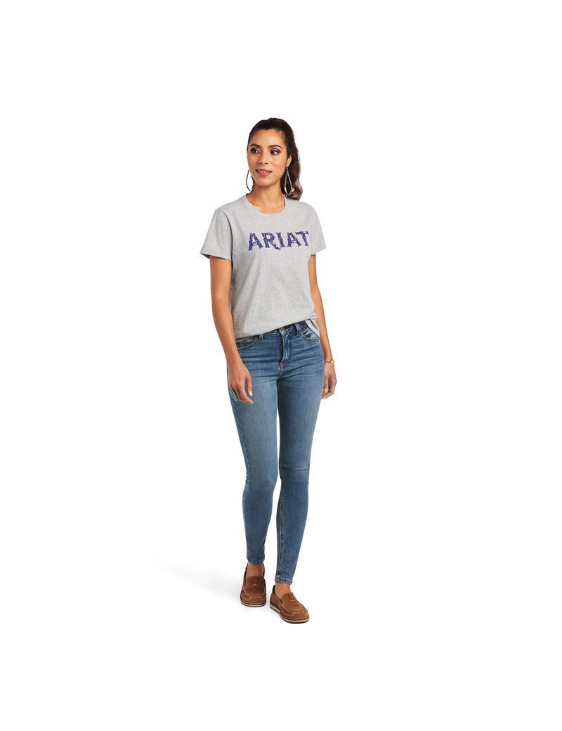 Hauts Ariat REAL Tribal Lore Relaxed Tee Grise Femme | MWJ-69552752