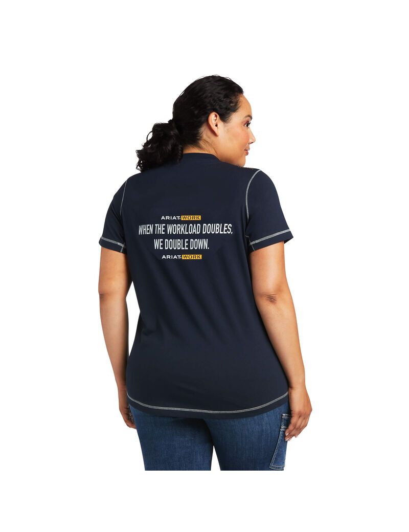 Vêtements De Travail Ariat Rebar Workman Phrase T Shirts Bleu Marine Femme | IIF-35425866