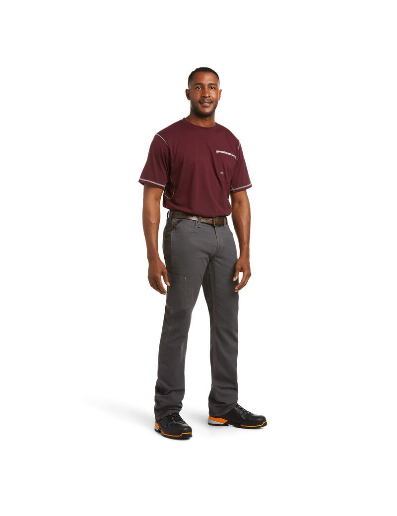 Pantalon Ariat Rebar M4 Low Rise DuraStretch Made Tough Stackable Droit Leg Grise Homme | HYT-15610948