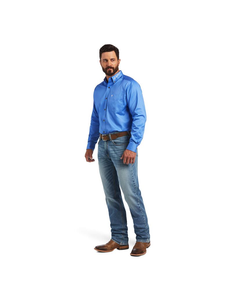 Chemises De Costume Ariat Team Logo Twill Classiche Fit Bleu Homme | AFD-80881469