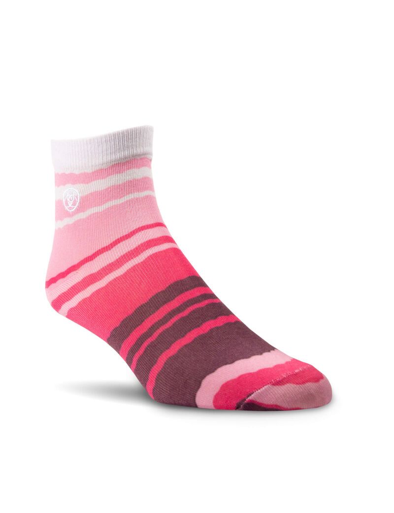 Chaussettes Ariat Pretty in Pink Ankle 2 Pair Multi Pack Rose Stripes Rose Femme | ZEP-57486185