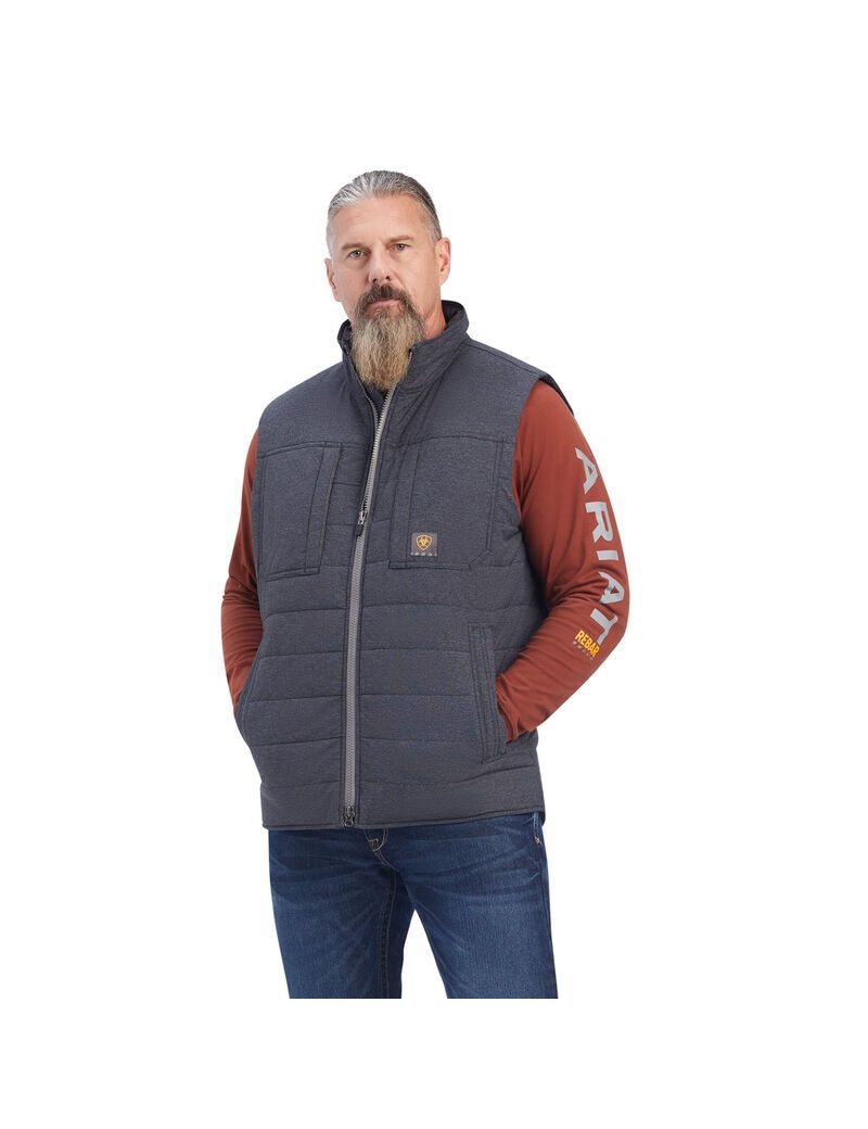 Vêtements De Travail Ariat Rebar Valiant Stretch Tela D'eau Resistant Insulated Vest Grise Homme | HKA-16509012