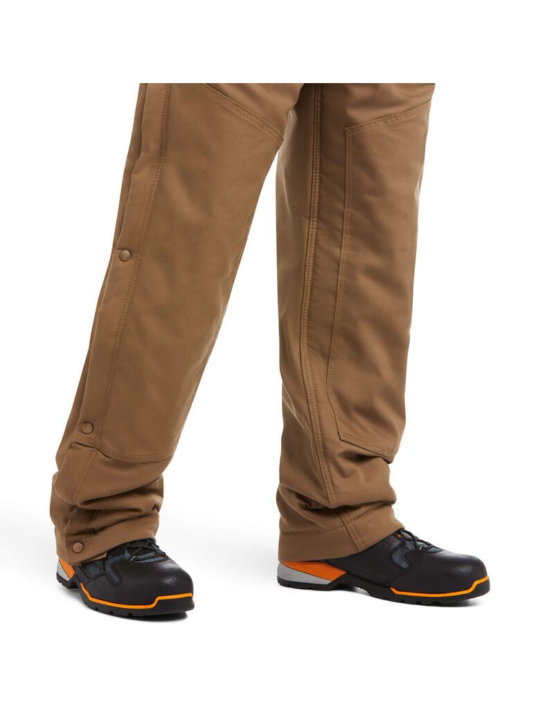 Pantalon Bib Ariat Rebar DuraCanvas Stretch Insulated Kaki Homme | PHM-23698608