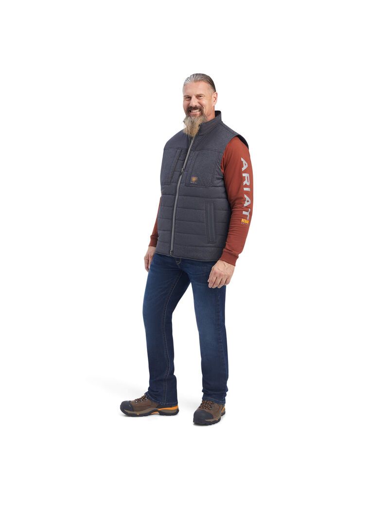 Vêtements De Travail Ariat Rebar Valiant Stretch Tela D'eau Resistant Insulated Vest Grise Homme | HKA-16509012