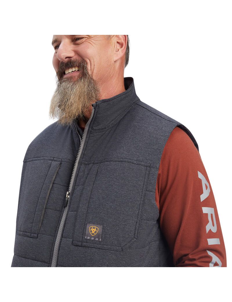 Vêtements De Travail Ariat Rebar Valiant Stretch Tela D'eau Resistant Insulated Vest Grise Homme | HKA-16509012