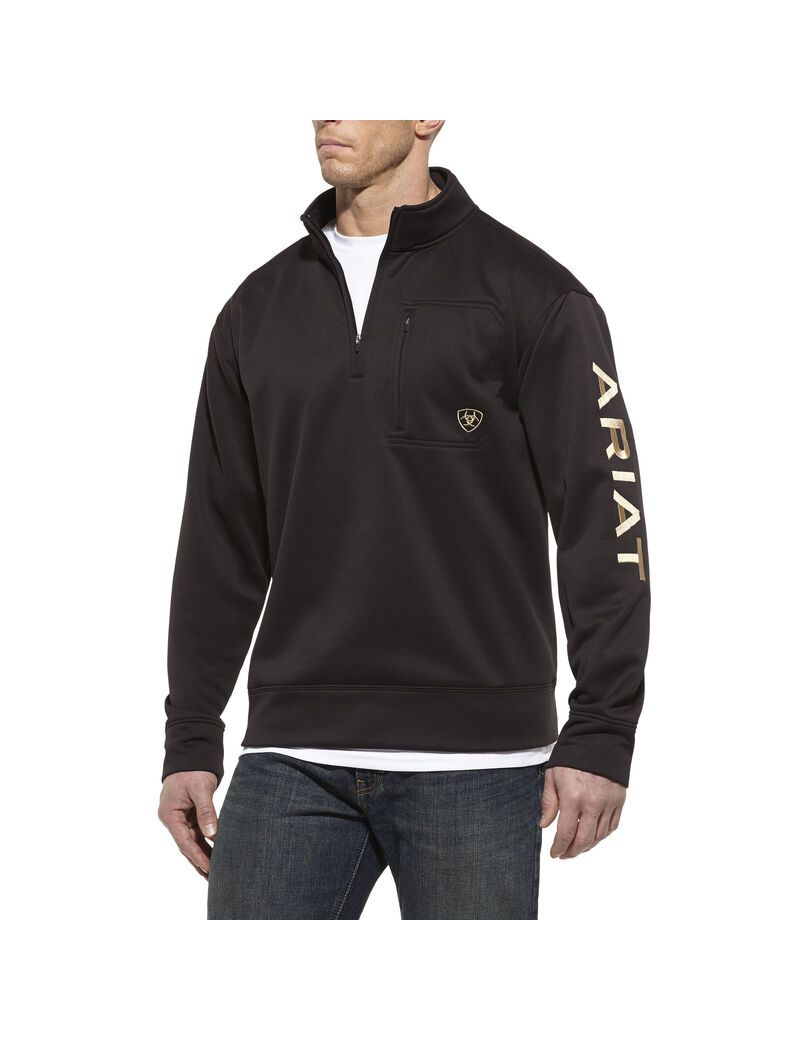 Hauts Ariat Team Logo 1/4 Zip Noir Homme | ZJC-30987547