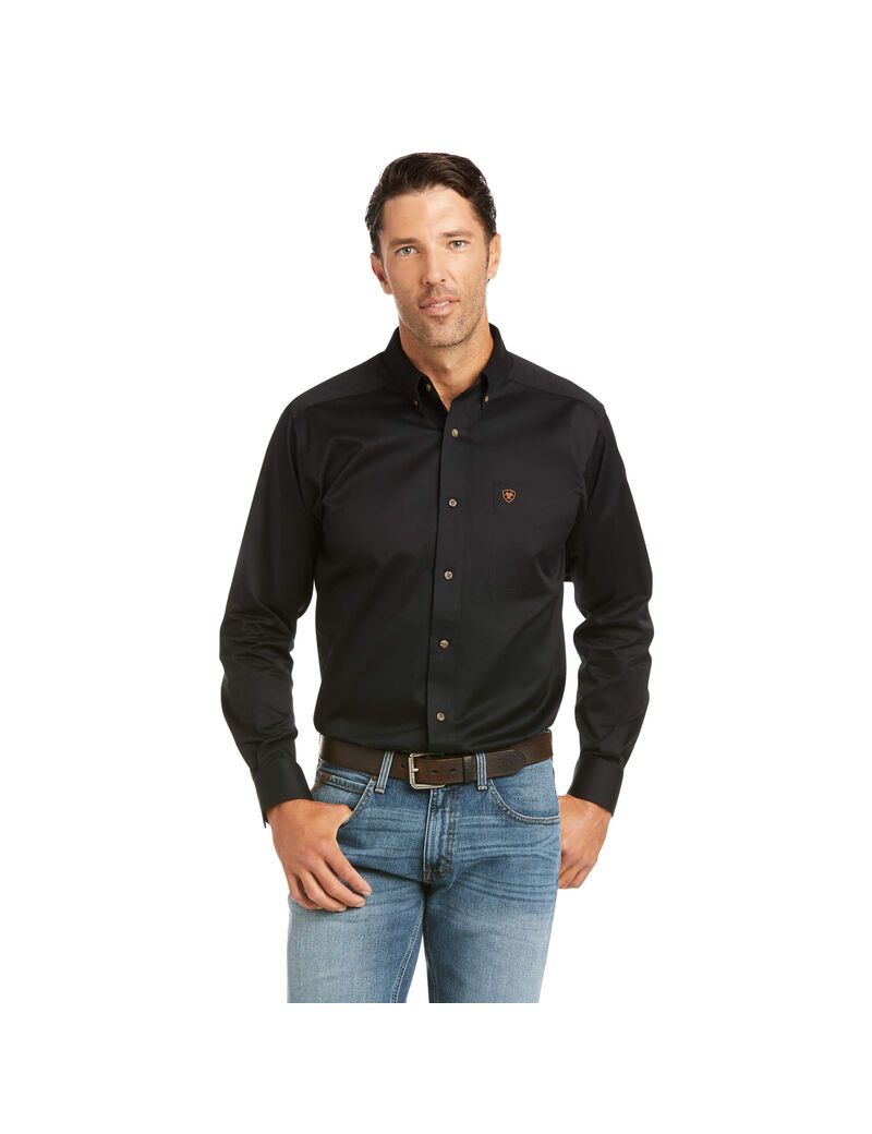 Chemises De Costume Ariat Solid Twill Fitted Noir Homme | OUW-96949424