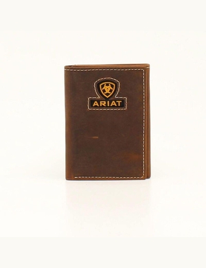 Portefeuilles Ariat Yellow logo trifold Marron Homme | AQD-06298623