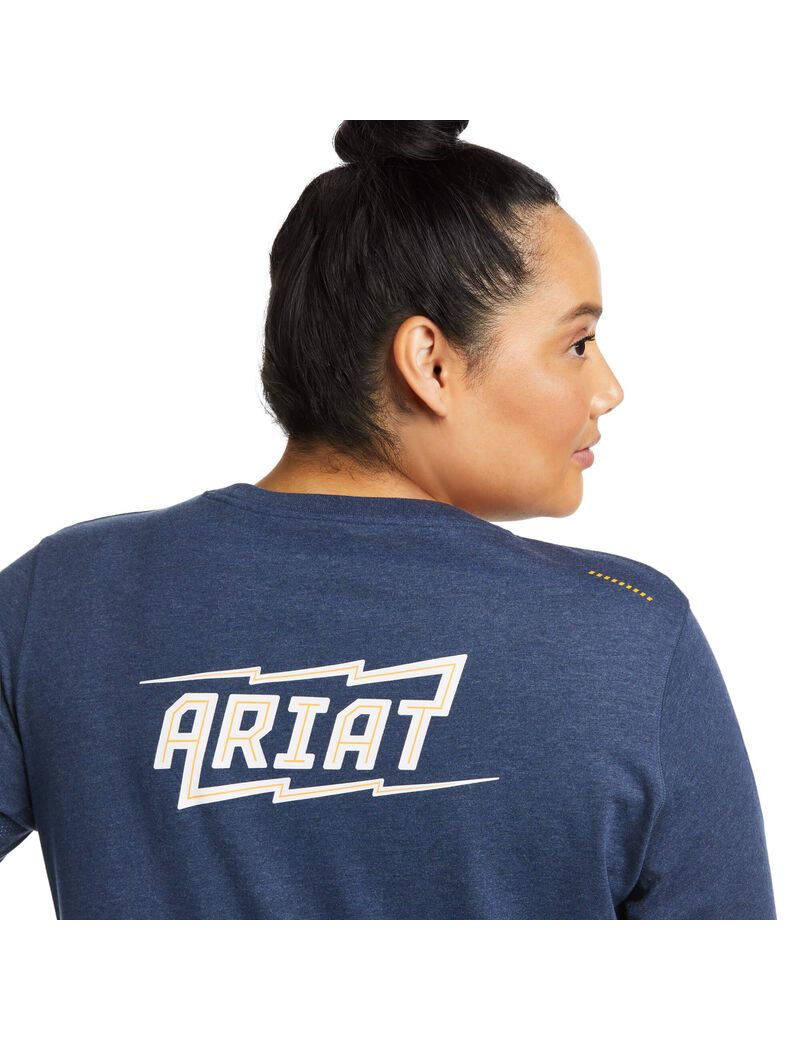 Vêtements De Travail Ariat Rebar Workman High Voltage T Shirts Bleu Marine Femme | KTC-71236729