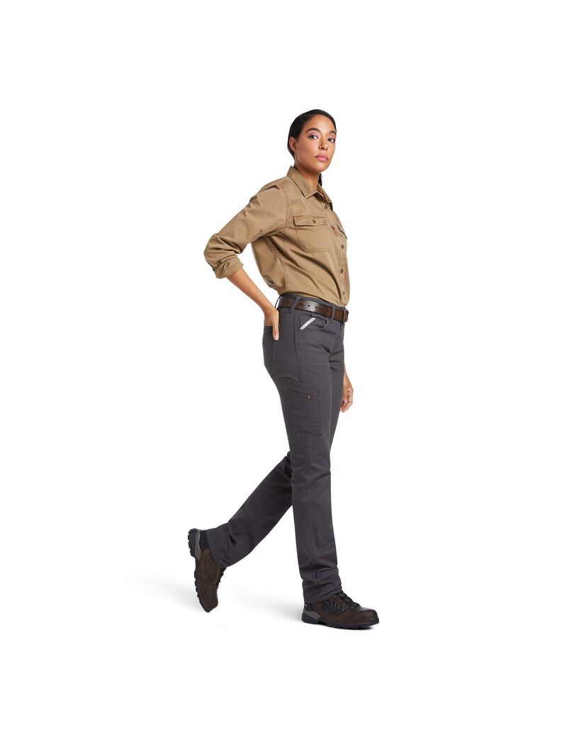 Pantalon Ariat Rebar DuraStretch Made Tough Droit Leg Grise Femme | TUW-44780565