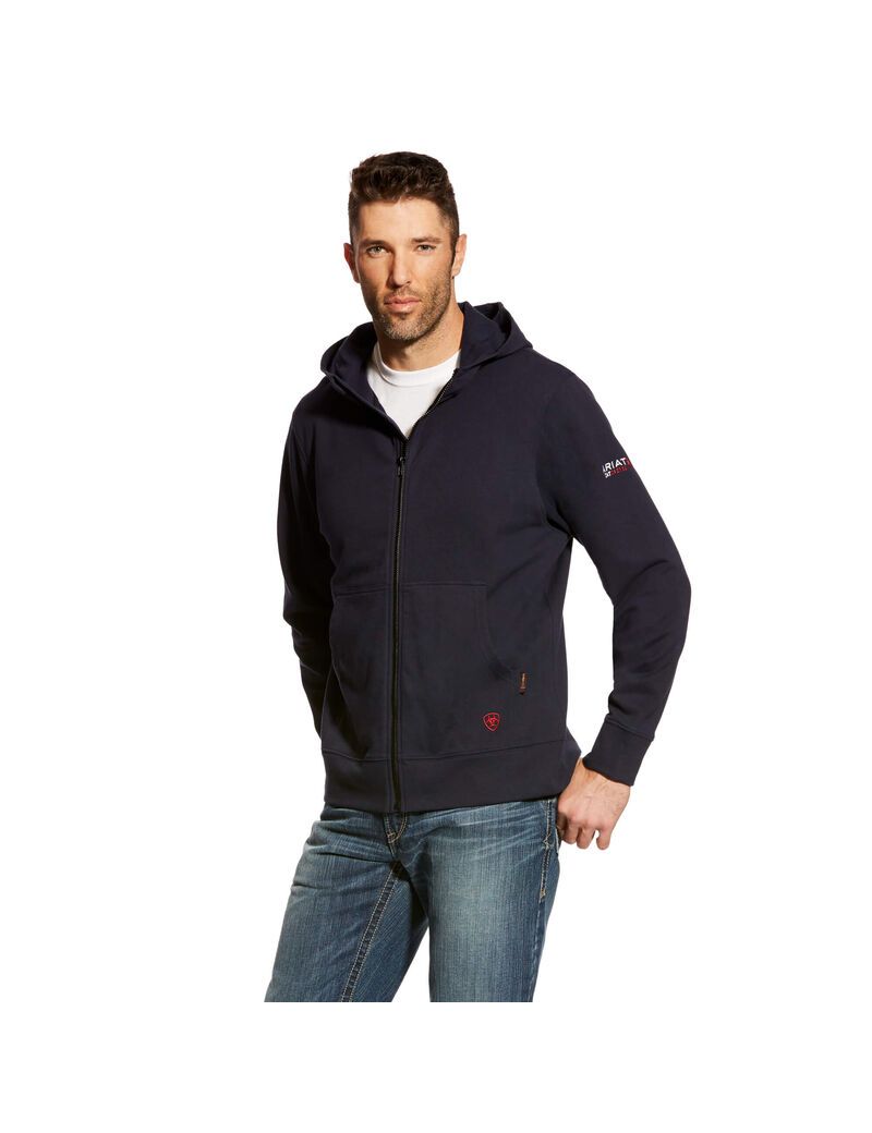 Sweat à Capuche Ariat FR DuraStretch Full Zip Bleu Marine Homme | VDJ-87262275