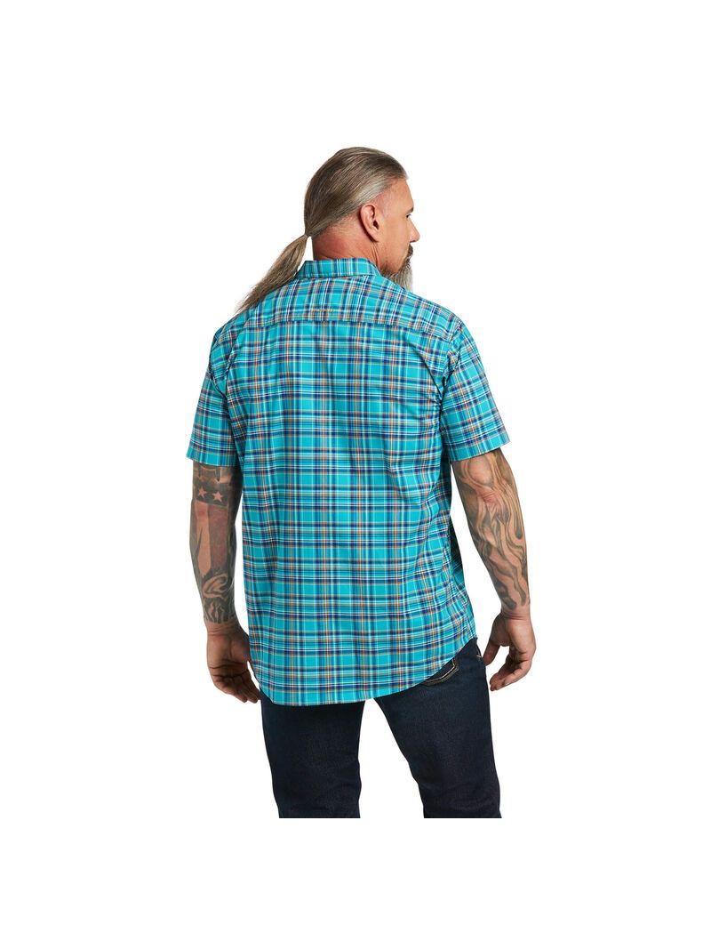 Vêtements De Travail Ariat Rebar Made Tough DuraStretch Travail Shirts Paon Homme | BDD-39825930