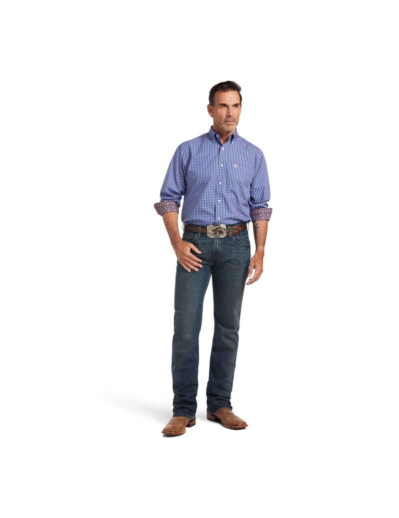 Chemises De Costume Ariat Wrinkle Free Cairo Classiche Fit Bleu Homme | RGY-85261978