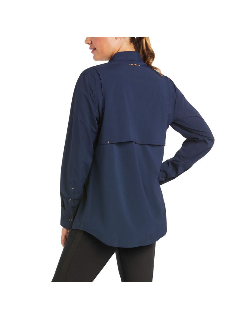 Vêtements De Travail Ariat Rebar Made Tough VentTEK DuraStretch Travail Shirts Bleu Marine Femme | TCG-89004940