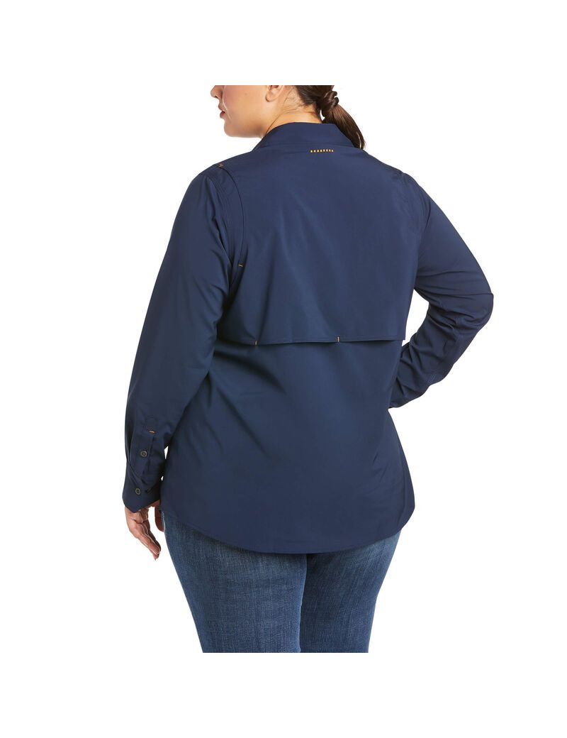 Vêtements De Travail Ariat Rebar Made Tough VentTEK DuraStretch Travail Shirts Bleu Marine Femme | TCG-89004940