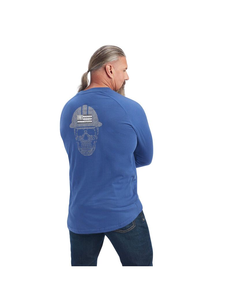 Vêtements De Travail Ariat Rebar Coton Strong Roughneck Graphique T Shirts Bleu Homme | SPY-16384278