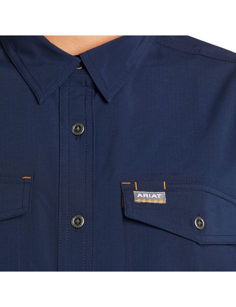 Vêtements De Travail Ariat Rebar Made Tough VentTEK DuraStretch Travail Shirts Bleu Marine Femme | TCG-89004940