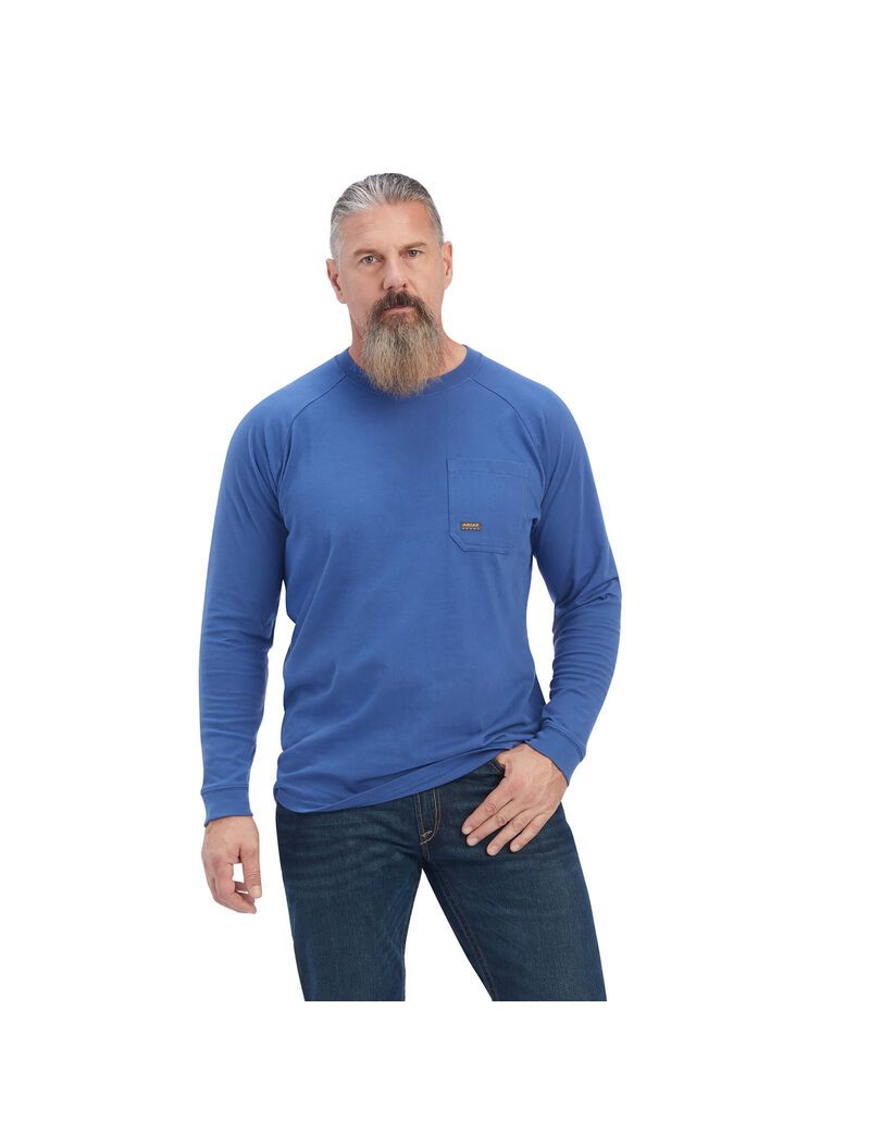 Vêtements De Travail Ariat Rebar Coton Strong Roughneck Graphique T Shirts Bleu Homme | SPY-16384278