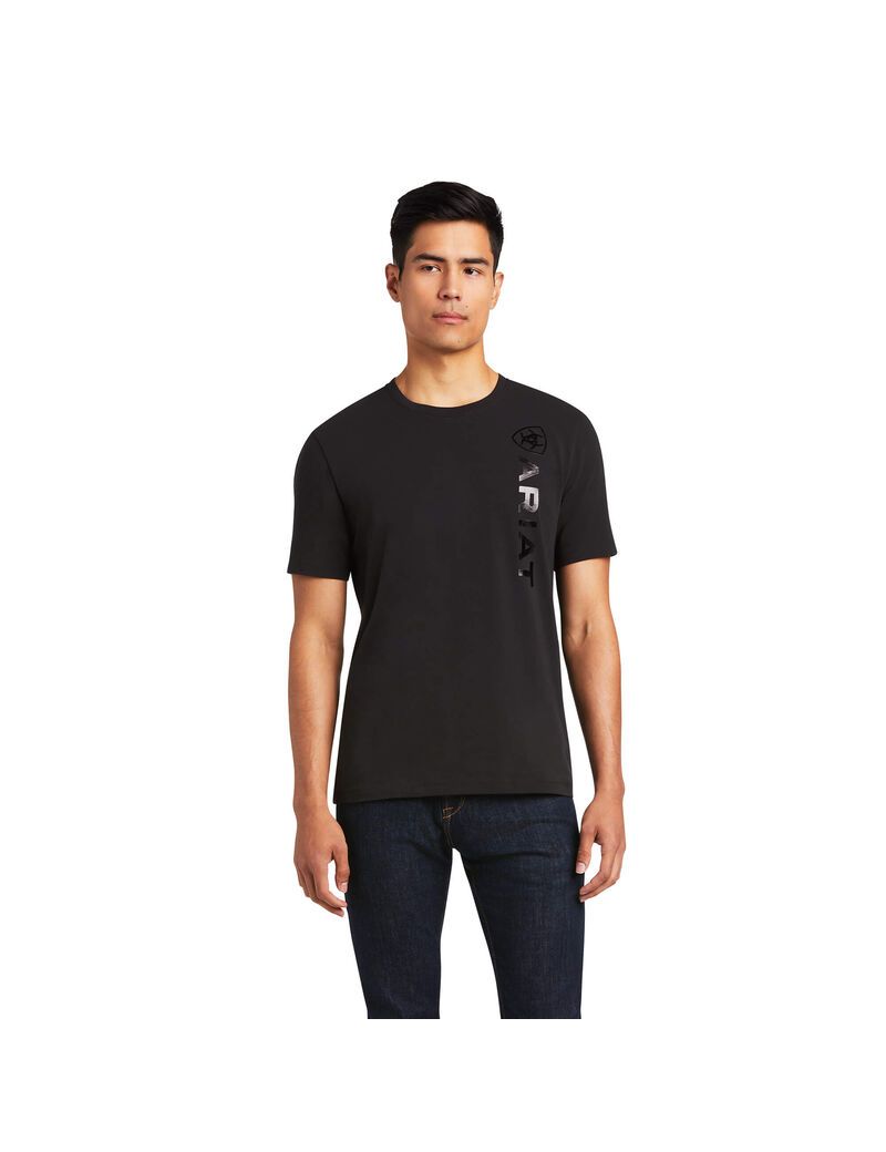 Chemises Ariat Vertical Logo Noir Homme | DXJ-97330857