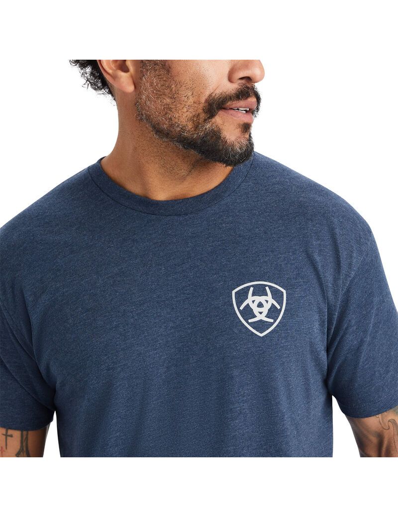 T Shirts Ariat Lucky Horseshoe Bleu Marine Homme | JZN-98608598