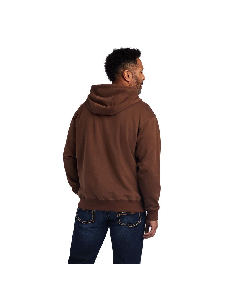 Sweat à Capuche Ariat Logo Marron Homme | HDL-70847703