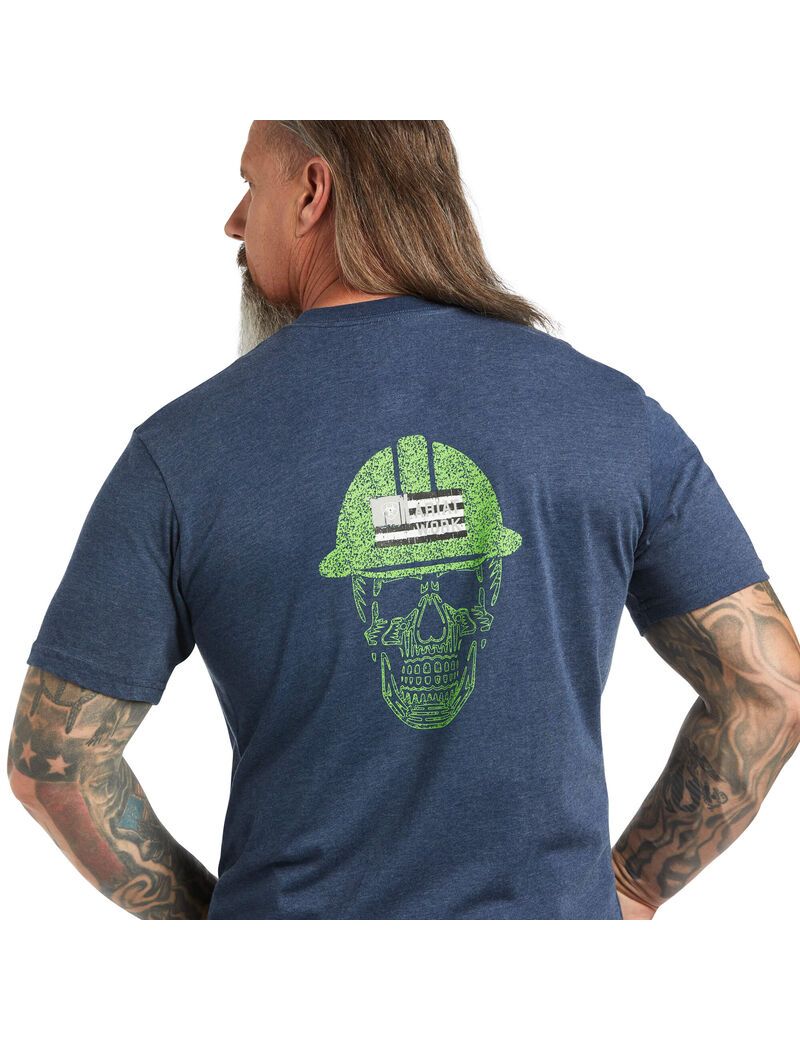 Vêtements De Travail Ariat Rebar Coton Strong Roughneck Graphique T Shirts Bleu Marine Vert Clair Homme | GYW-71540470