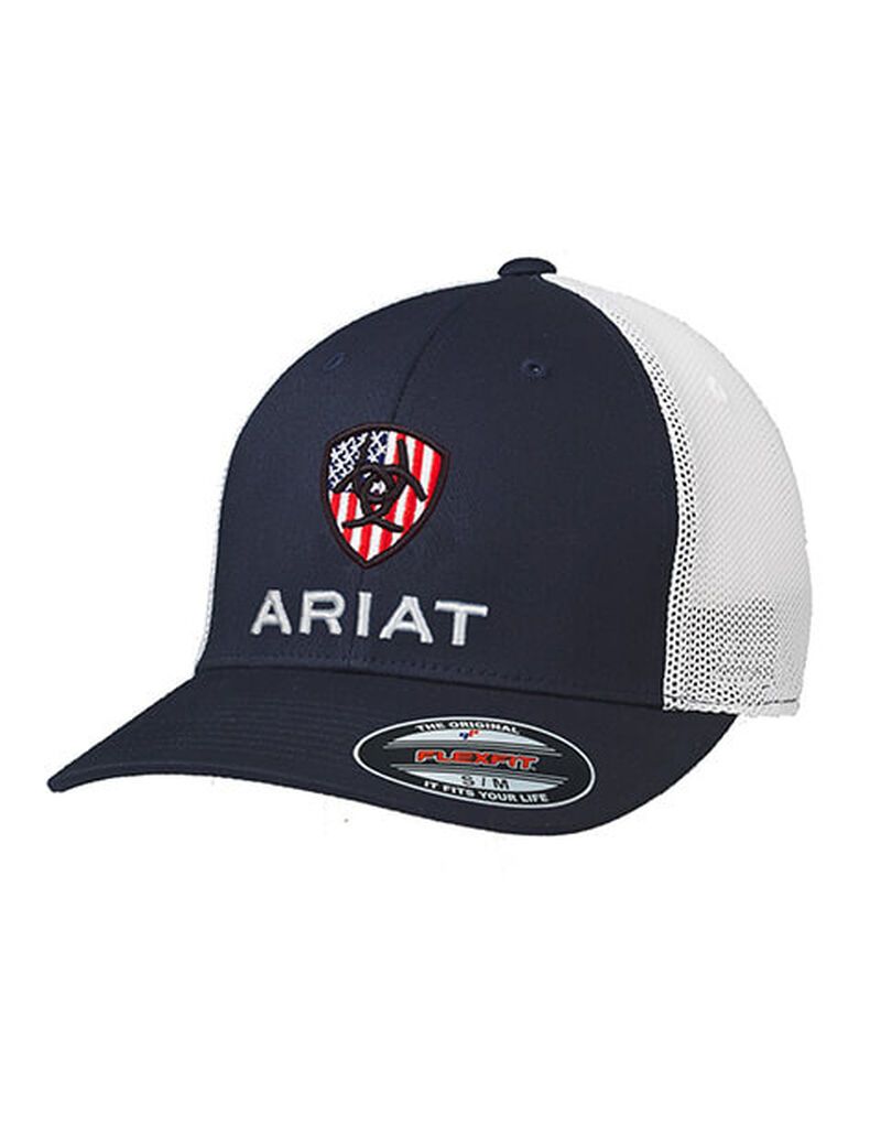 Casquettes Ariat Usa flag shield logo Bleu Marine Homme | PDE-71280728