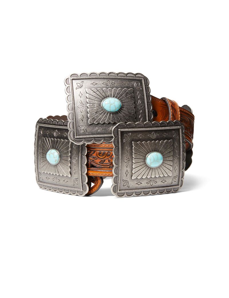 Ceintures Ariat Turquoise Burst Concho Marron Femme | IJA-69878046