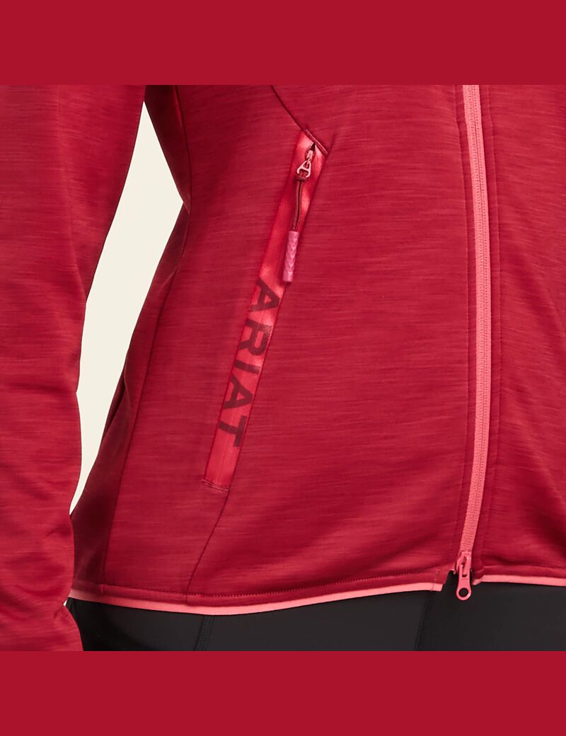 Sweat à Capuche Ariat Byron Full Zip Rouge Femme | LSO-71079101