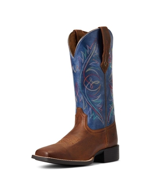 Bottes Western Ariat Round Up Larges Square Embout Stretchfit Marron Femme | XYL-27865835