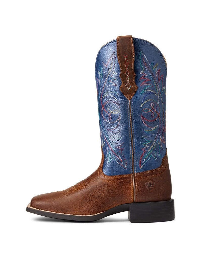 Bottes Western Ariat Round Up Larges Square Embout Stretchfit Marron Femme | XYL-27865835