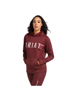 Sweat à Capuche Ariat Logo Tek Bordeaux Femme | OMU-38144181