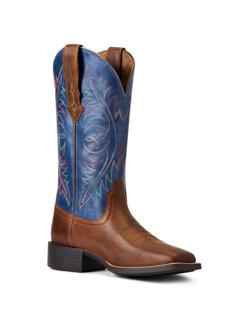 Bottes Western Ariat Round Up Larges Square Embout Stretchfit Marron Femme | XYL-27865835