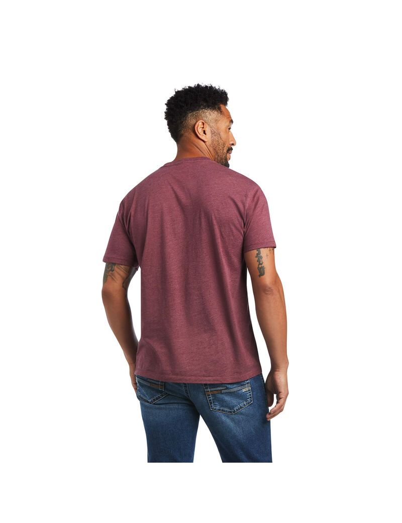 T Shirts Ariat Steer Skull USA Bordeaux Homme | TYV-85025691