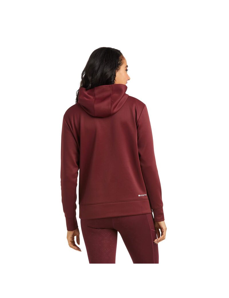 Sweat à Capuche Ariat Logo Tek Bordeaux Femme | OMU-38144181