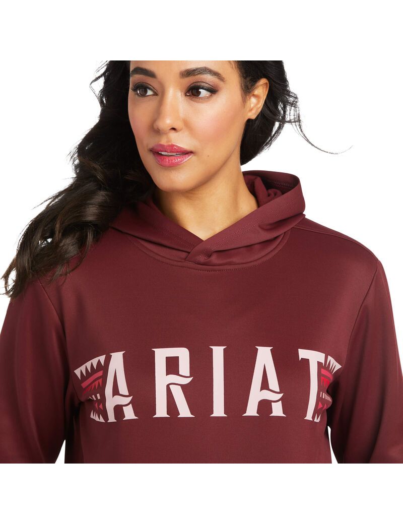 Sweat à Capuche Ariat Logo Tek Bordeaux Femme | OMU-38144181